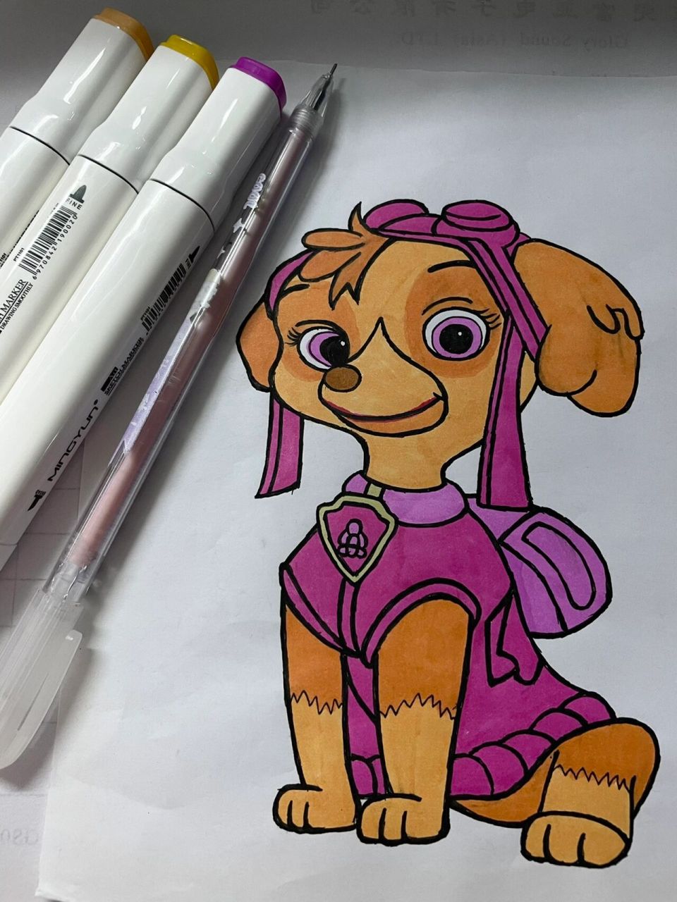 简笔画 汪汪队 天天 我的彩笔色差有点大,不过没多大关系