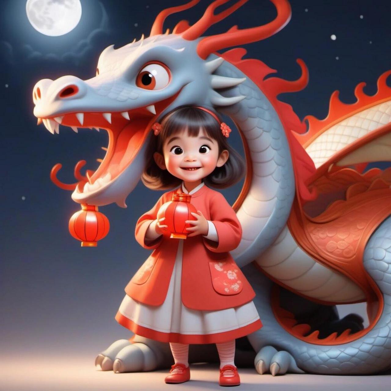 龙宝宝|小龙女闹元宵96 小龙女闹元宵节,如同一朵灿烂的烟花,在夜空