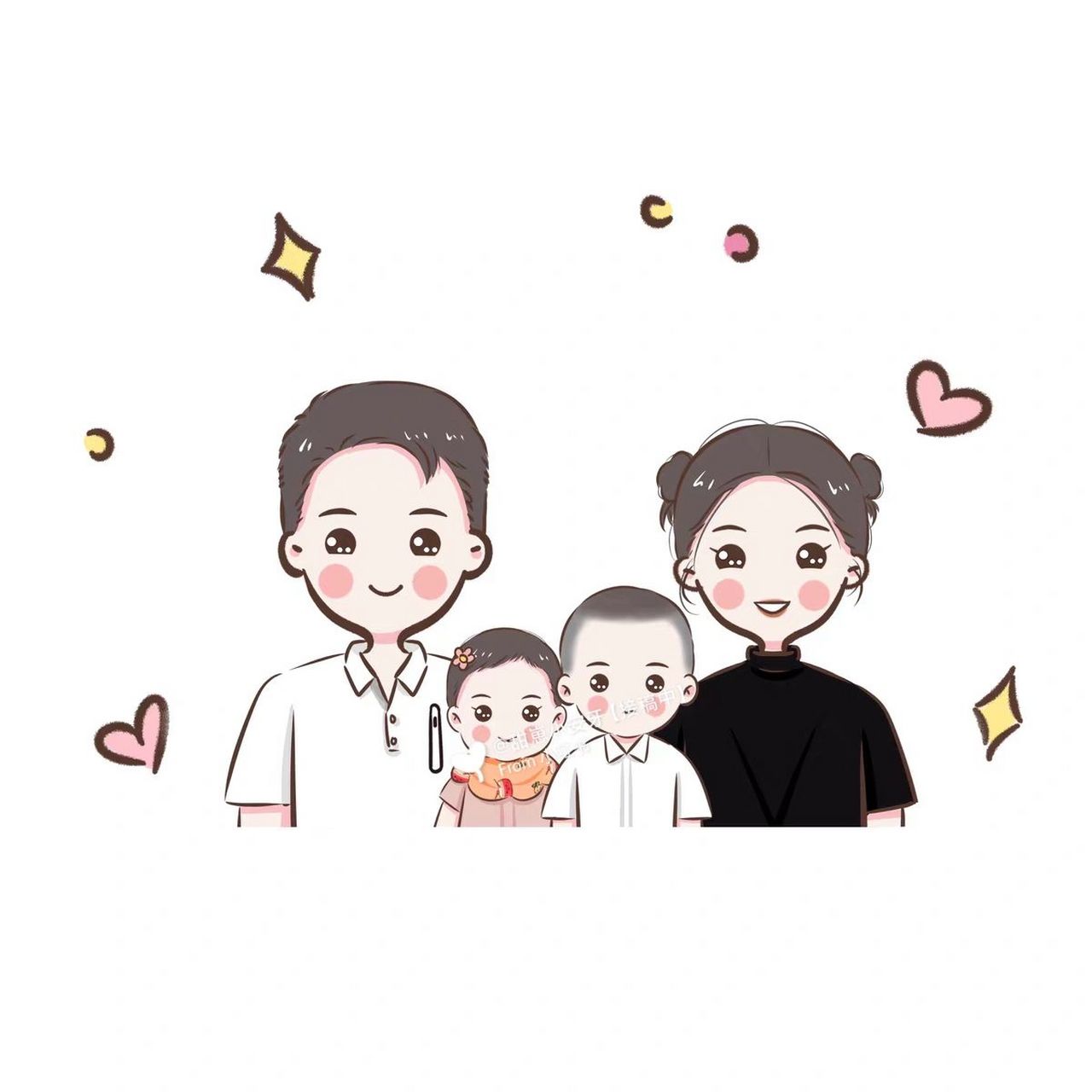 一家三口四口卡通亲子头像|简萌可爱风 以后多多更新,希望流量多多叭