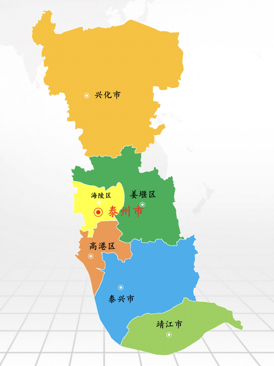 江苏2/13·泰州市m-更新完 下辖: 3区:海陵区,高港区,姜堰区 3市:兴化