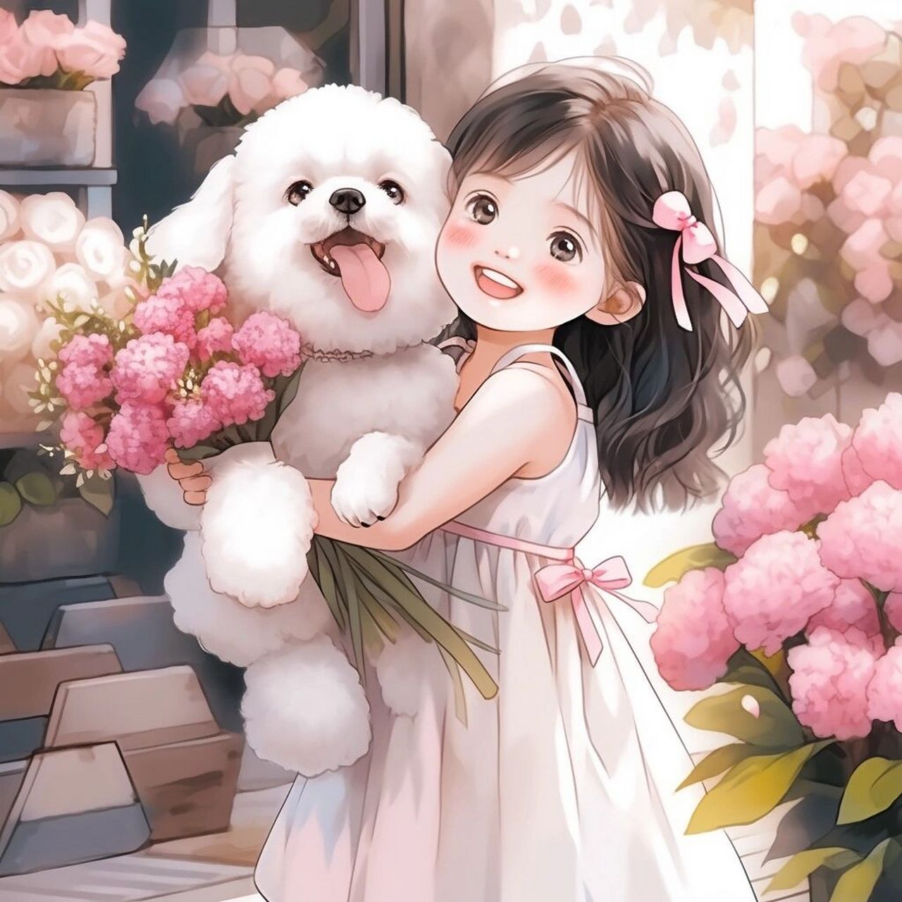 可爱女孩和泰迪的合照来了~  可爱女孩抱着软萌的泰迪,整个人都要融化