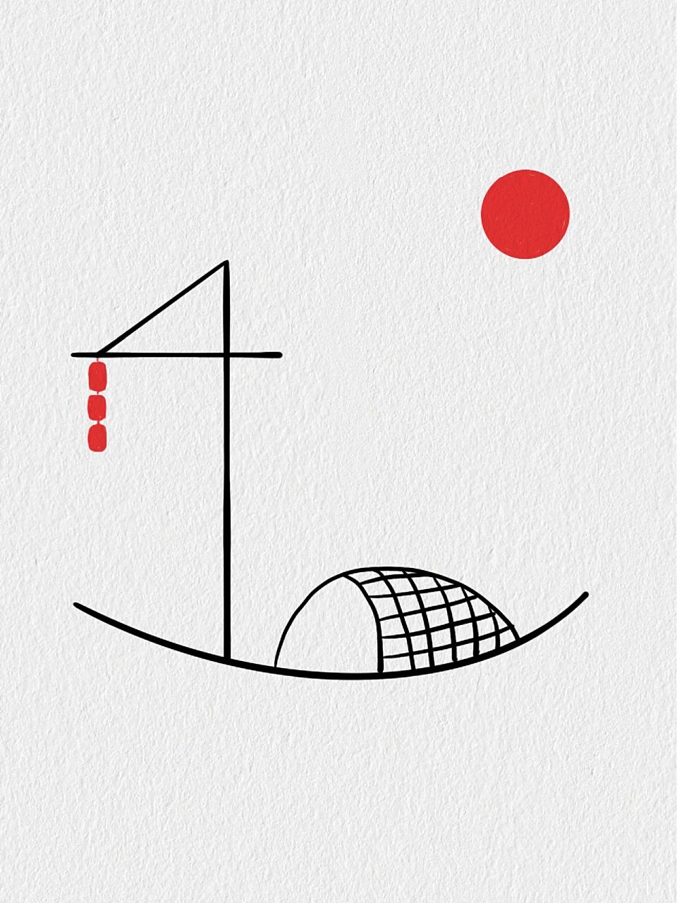 绘画打卡丨超有意境简笔画绘画过程 红日当空照