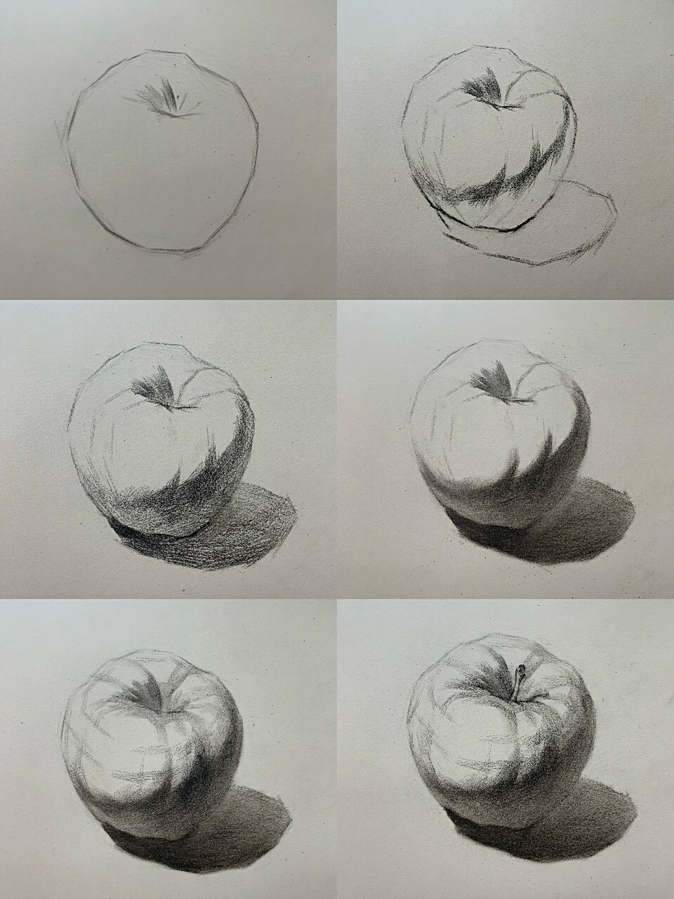 苹果结构素描绘画步骤详解(内附详细讲解) 166步骤一:定四点(最高