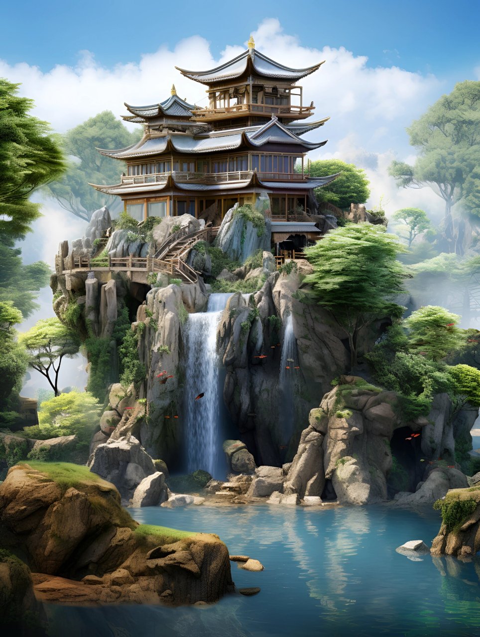 山水楼阁效果图