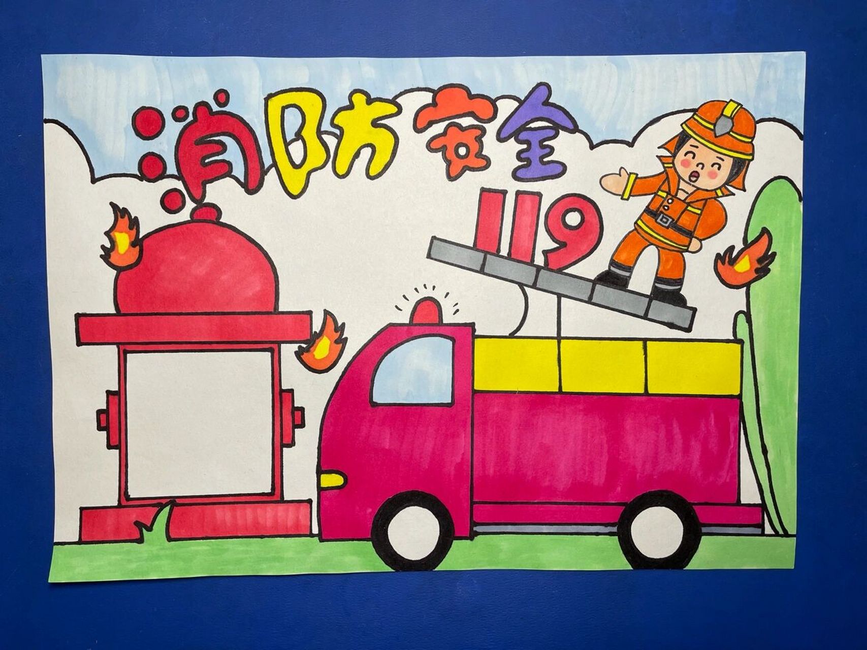 一年级儿童消防安全画图片