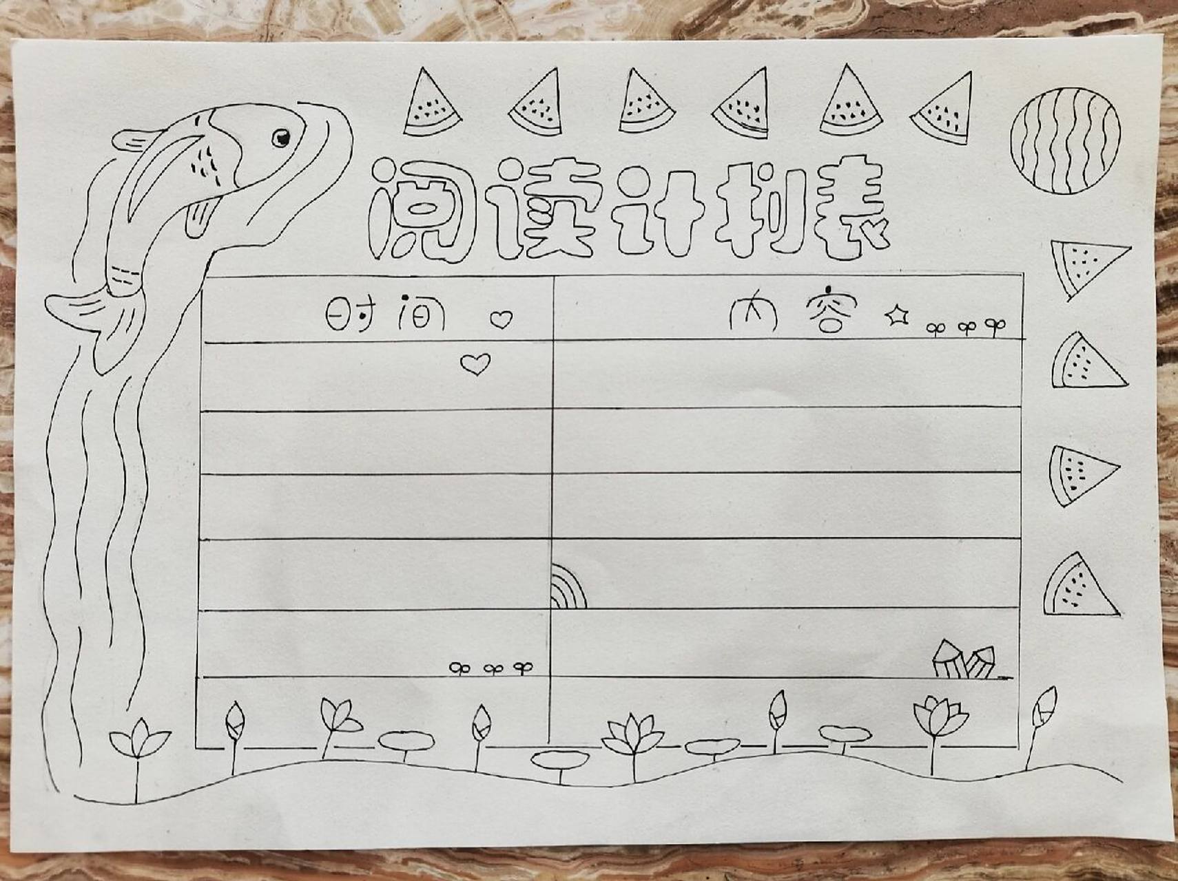 手抄报——阅读计划表 读书破万卷,下笔如有神!