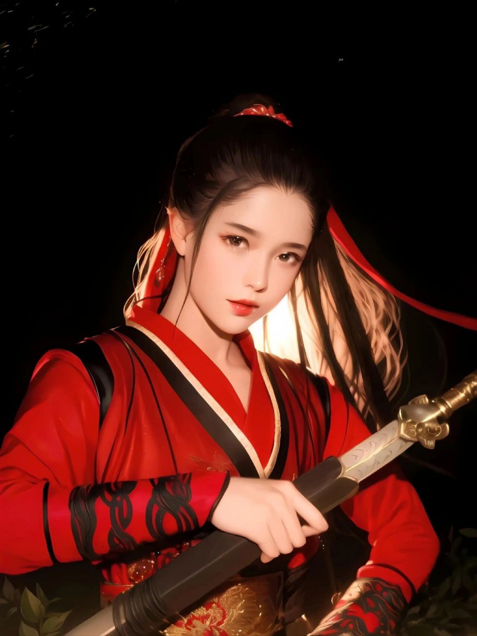 ai绘画|红衣女侠|女生头像94