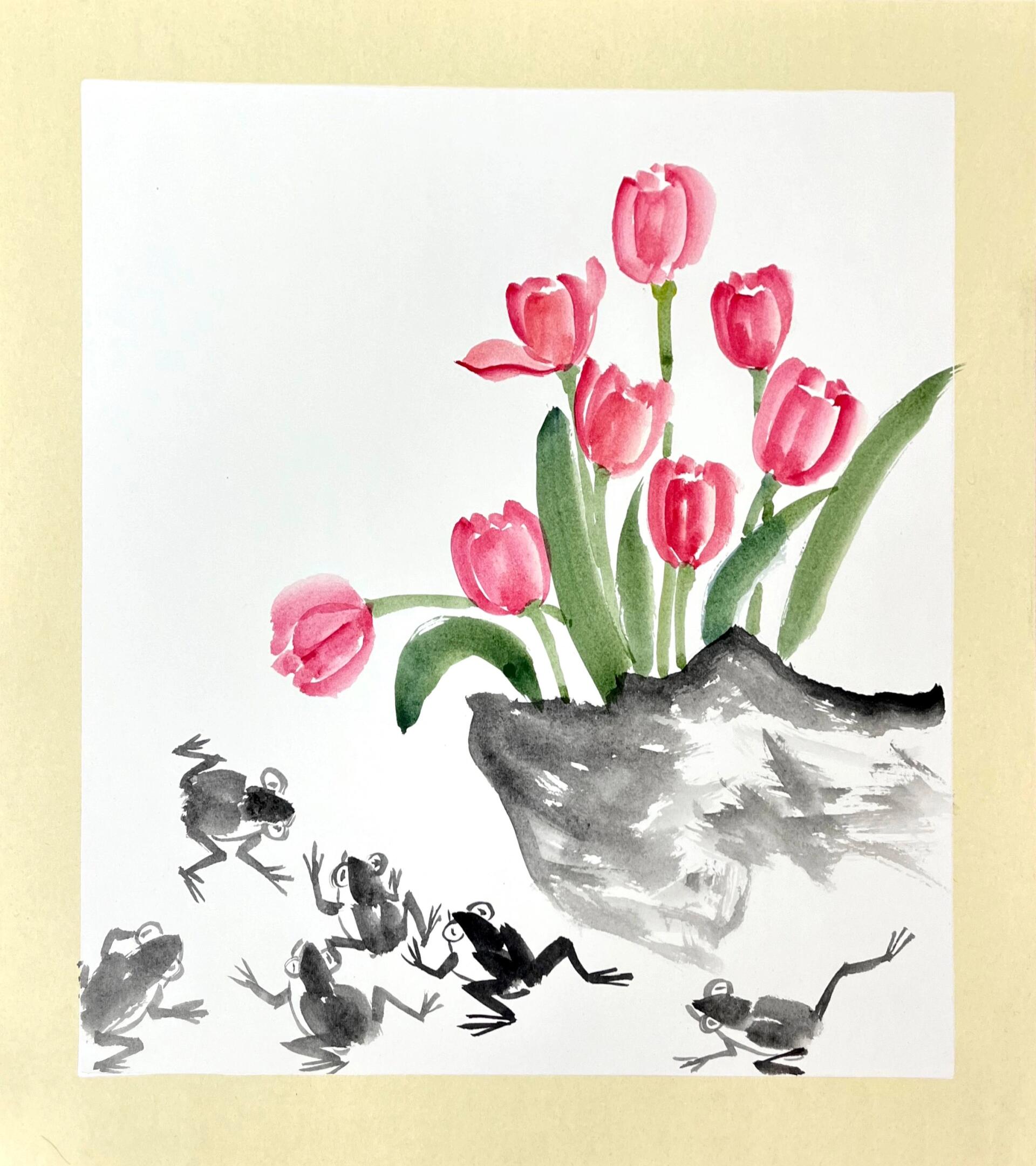 少儿国画 郁金香🌷