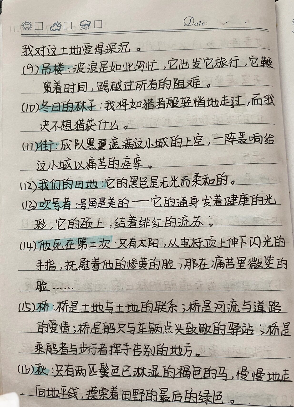 艾青诗选精彩语句图片