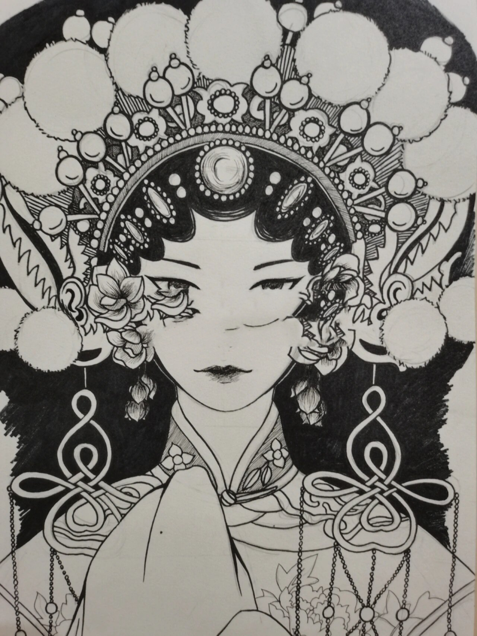 黑白画京剧花旦 黑白画京剧花旦