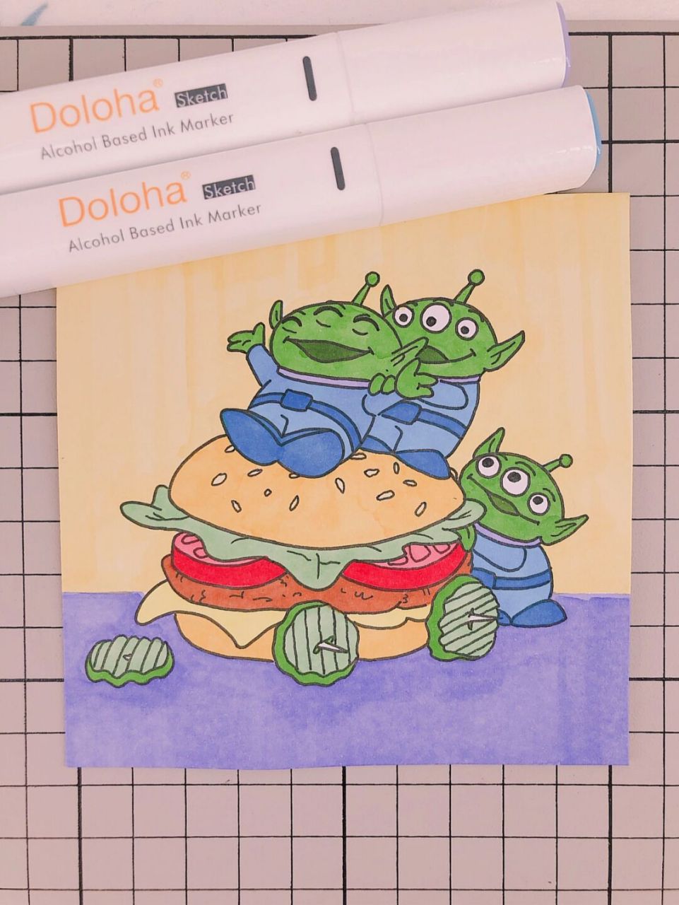 第280幅|三眼怪卡通画,附步骤图. 马克笔:多乐绘128色#多乐绘马克笔