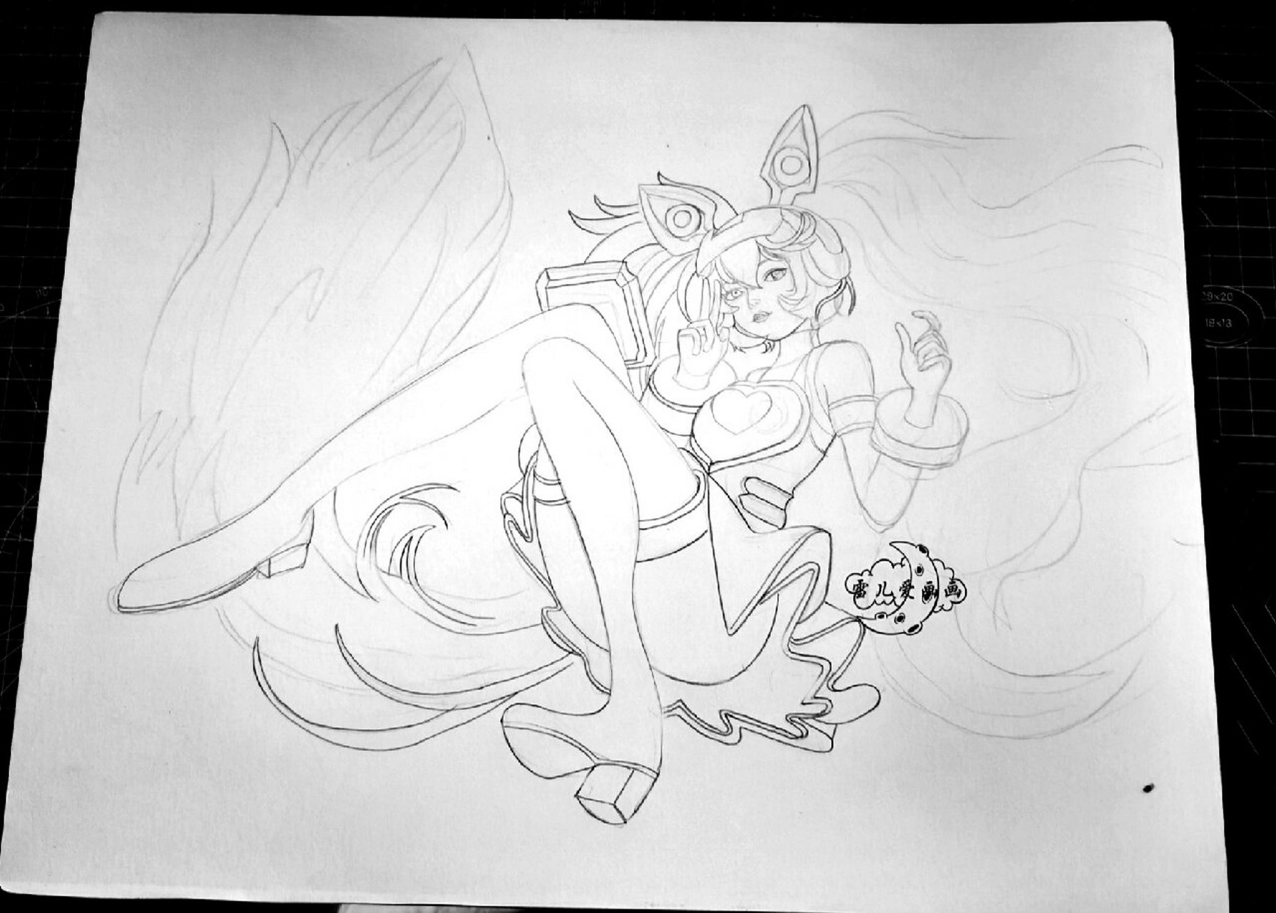 手绘王者荣耀安琪拉同人线稿