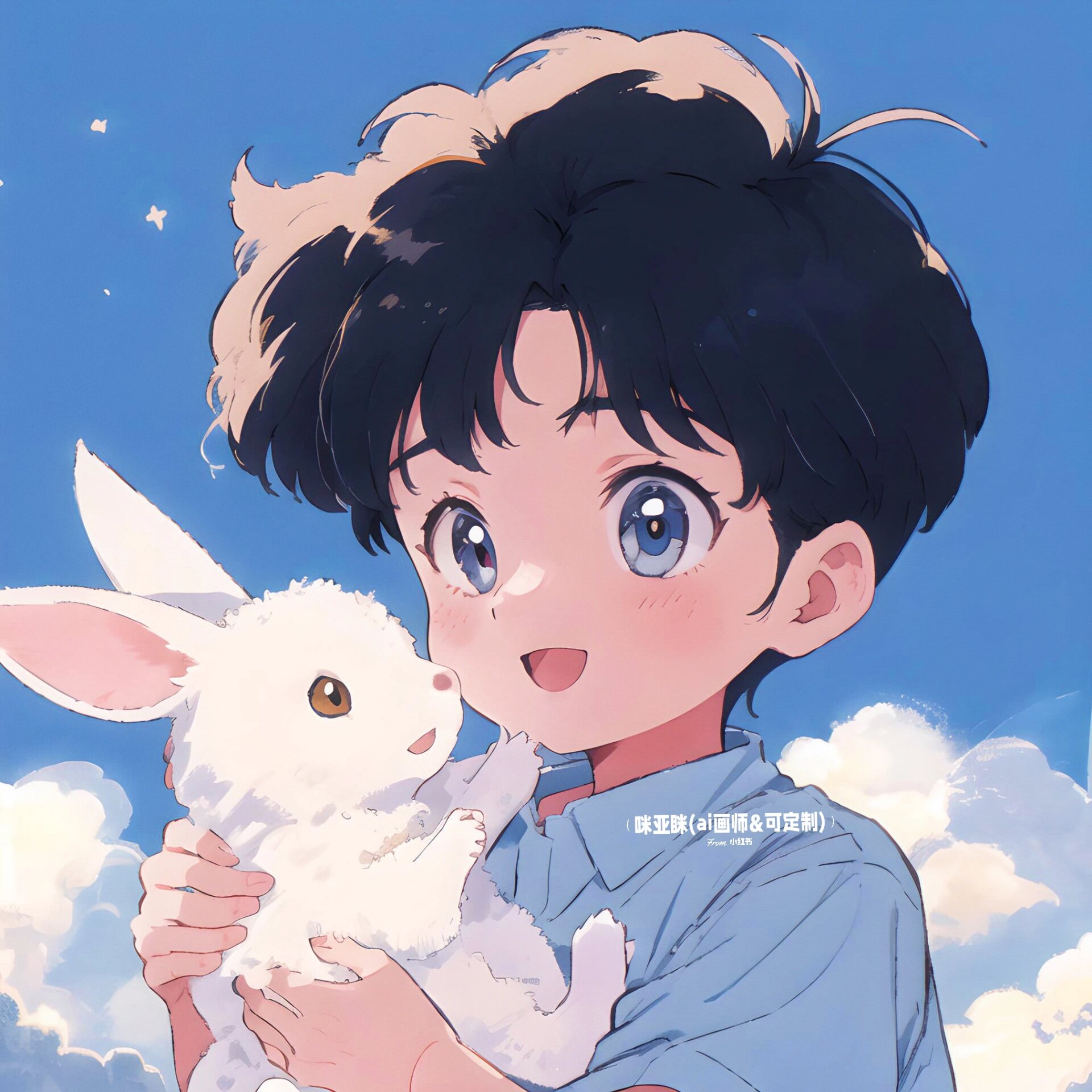 超甜情头🐰抱兔兔的治愈男孩