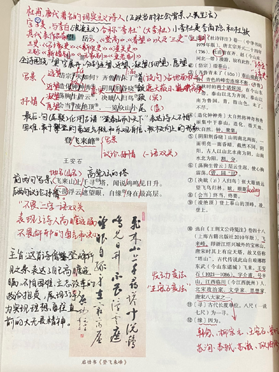 笔记|七下语文《古代诗歌五首》详细笔记2 登幽州台歌 望岳 登飞来峰