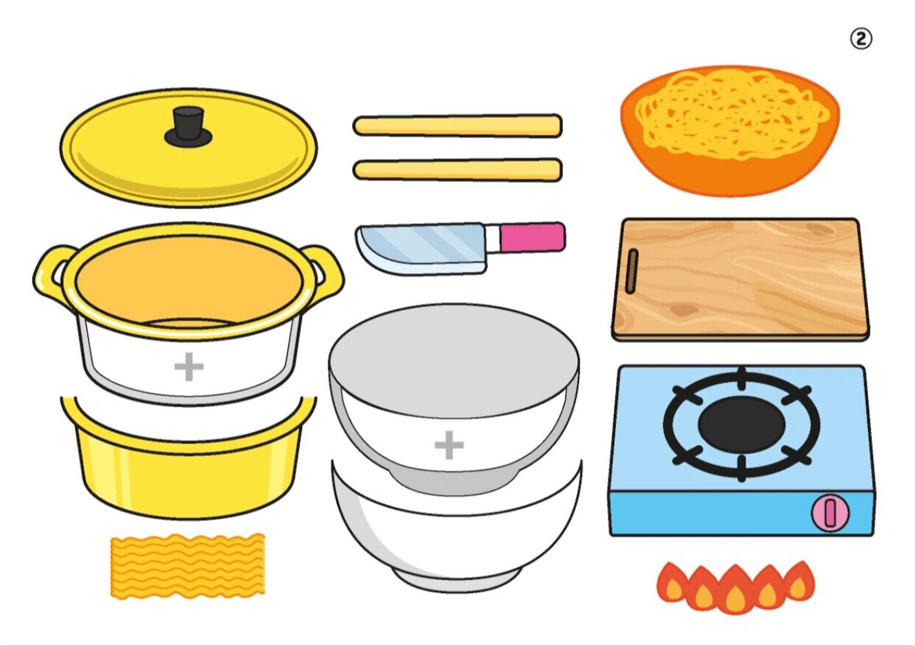 安静书纸娃娃素材搬运-煮泡面 97来自人气安静书作者tori的食物系列