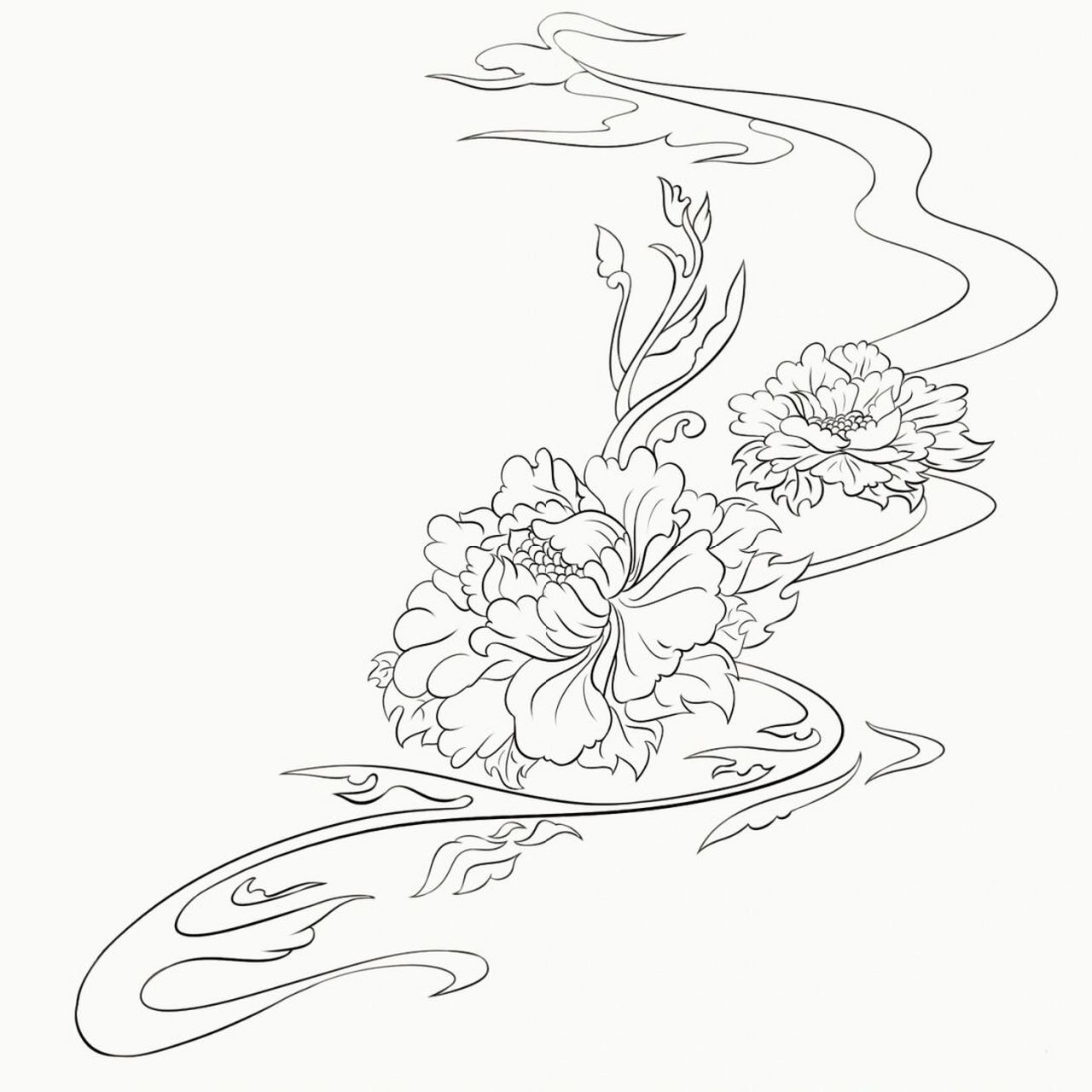 国潮牡丹花包装插画 花好月圆富贵月饼包装,还没有用样机#国潮插画