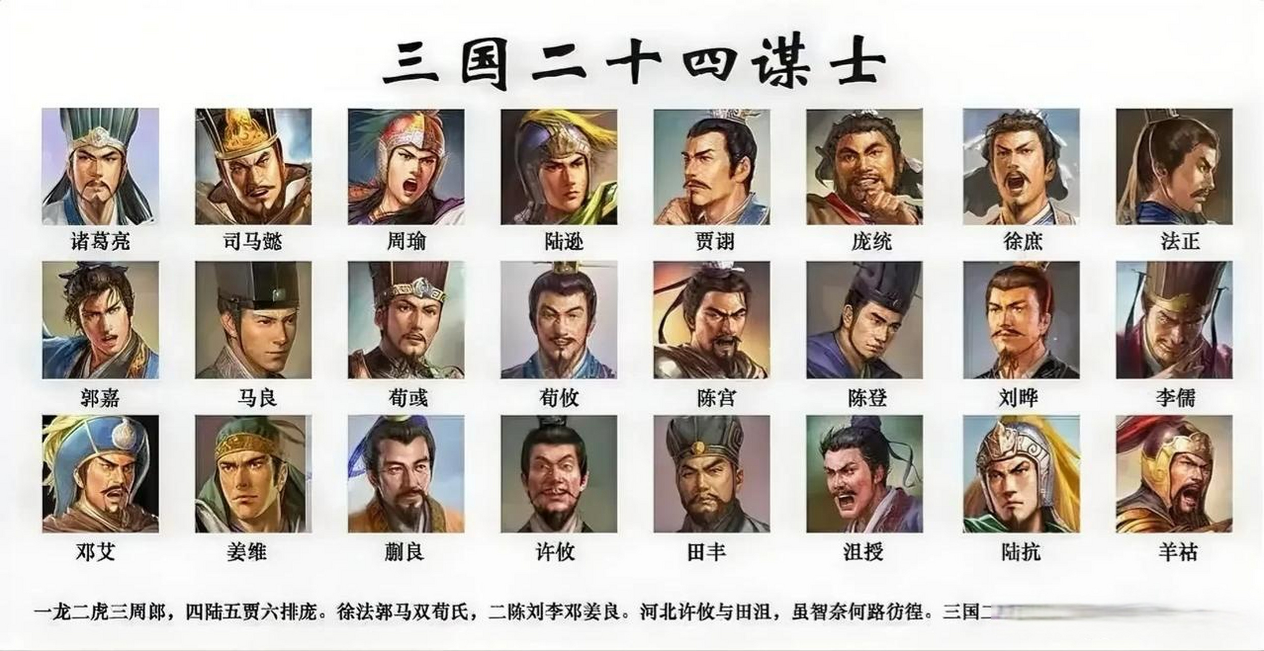 但要说三国二十四谋士的顺口溜,知道的人恐怕就很少了.