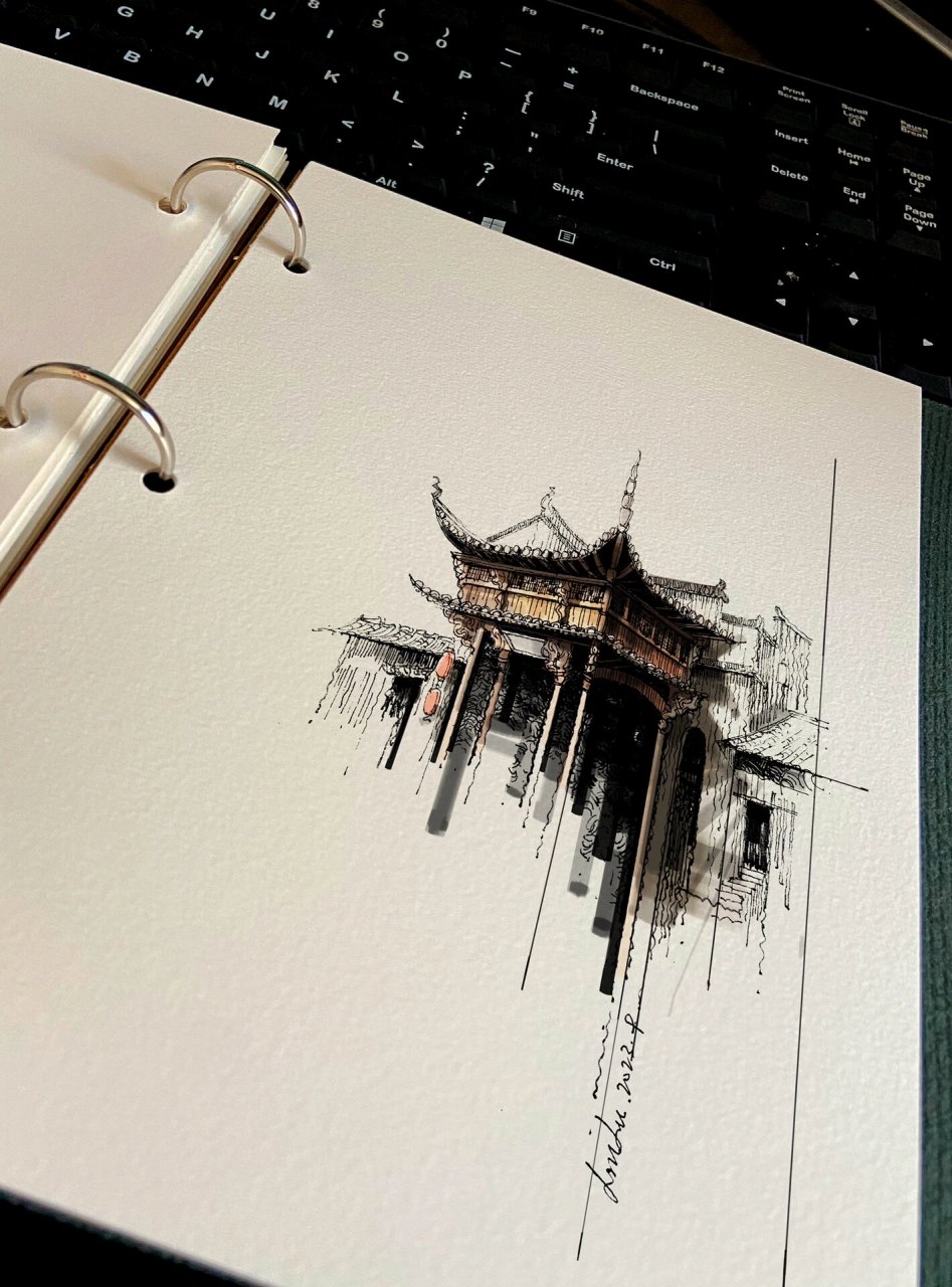 钢笔手绘|艺术与古建筑永不落幕 古建筑钢笔写生