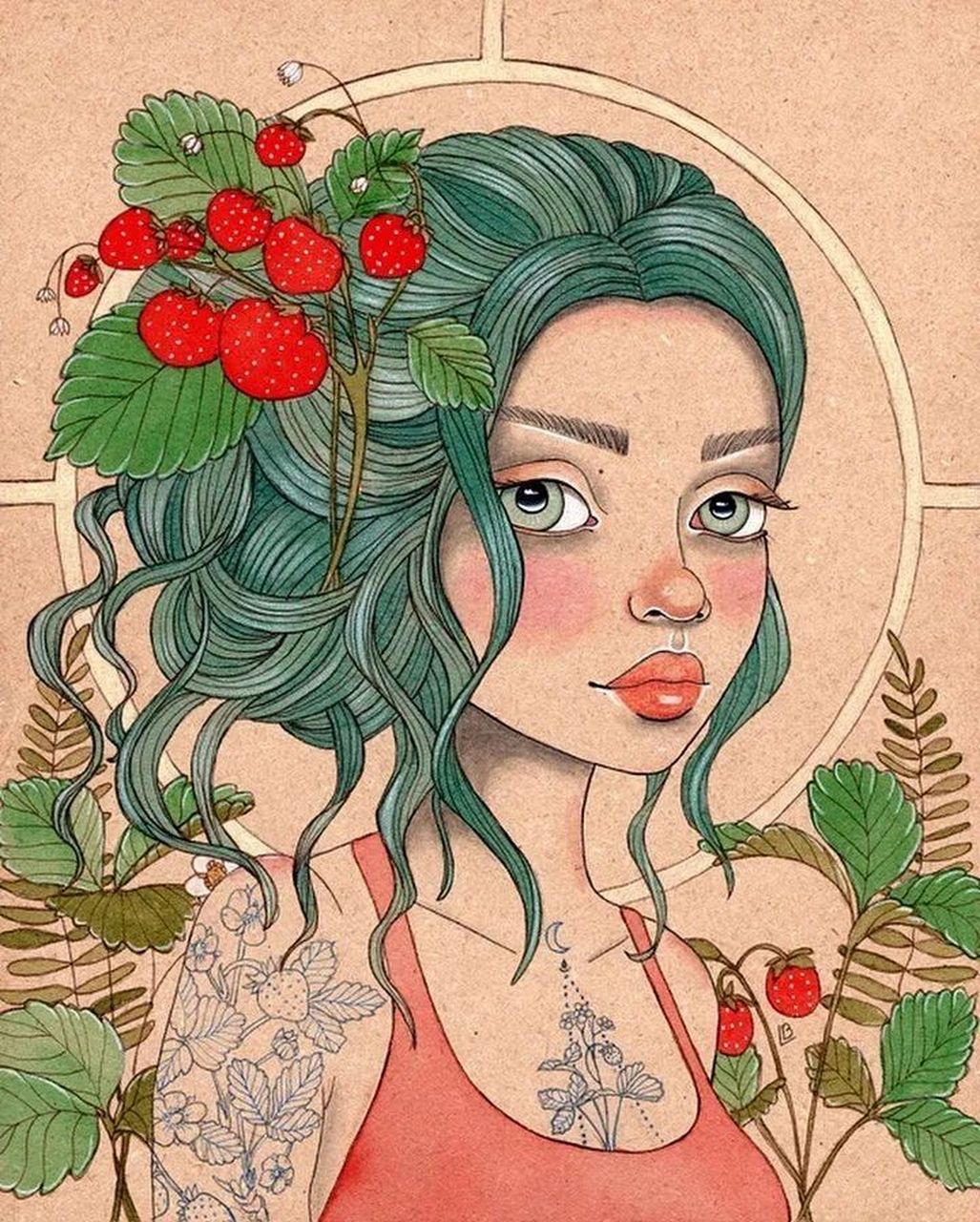 人物质感插画 复古插画lea barozzi #每日一画# #艺术# #插画# #人物