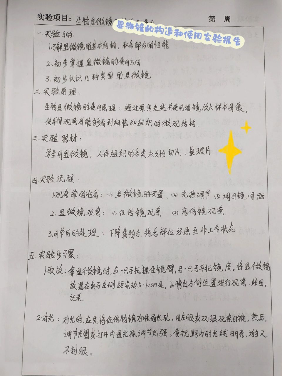 显微镜的使用实验报告图片