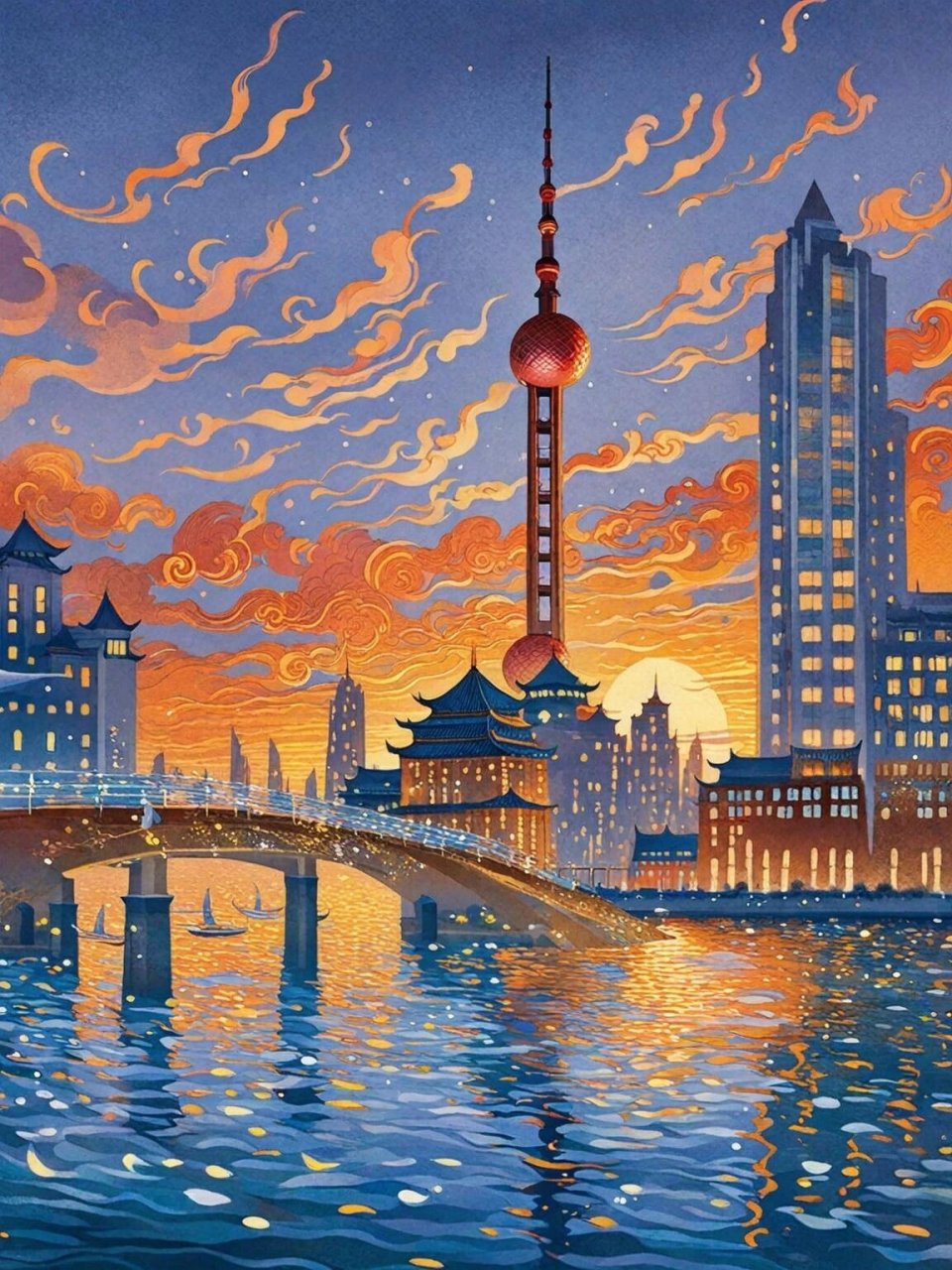 关于上海的绘画作品 上海外滩·城市印象92 逛一逛繁华的魔都96