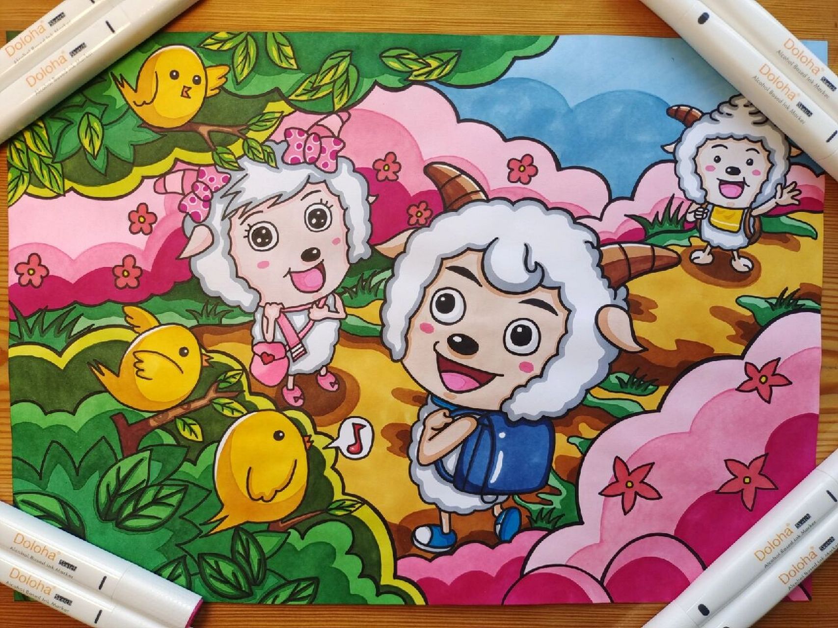 喜羊羊与灰太狼主题手绘(附原图) 喜羊羊与灰太狼手绘,最后一张原图