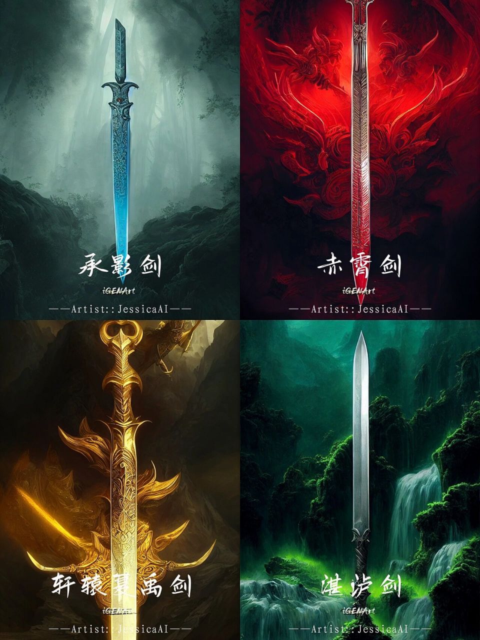 中华武器库·四大名剑 承影剑,赤霄剑,轩辕复禹剑,湛泸剑