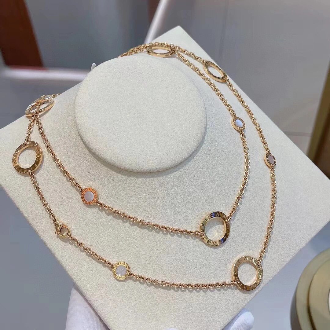 bvlgari 宝格丽 圆饼十二环长款项链 玫瑰金