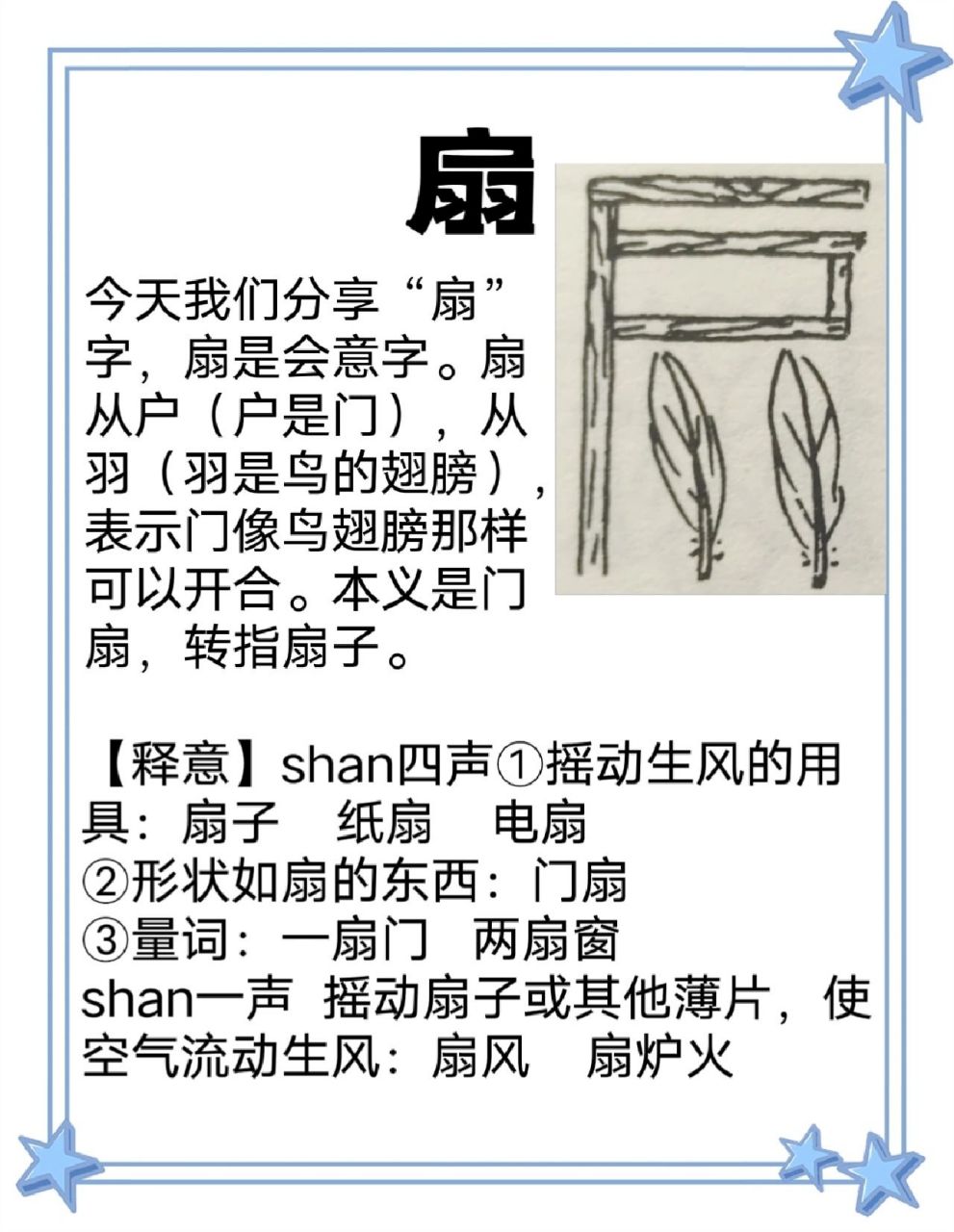 扇字笔顺图片