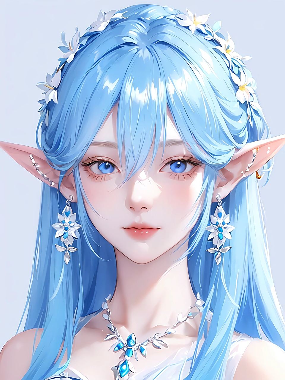 天空蓝色花仙精灵女生头像 第二期是天空蓝的精灵公主,太美腻了!