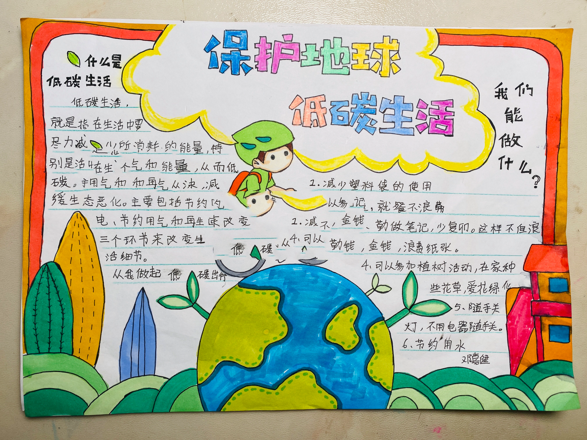 手抄报 保护地球 低碳生活