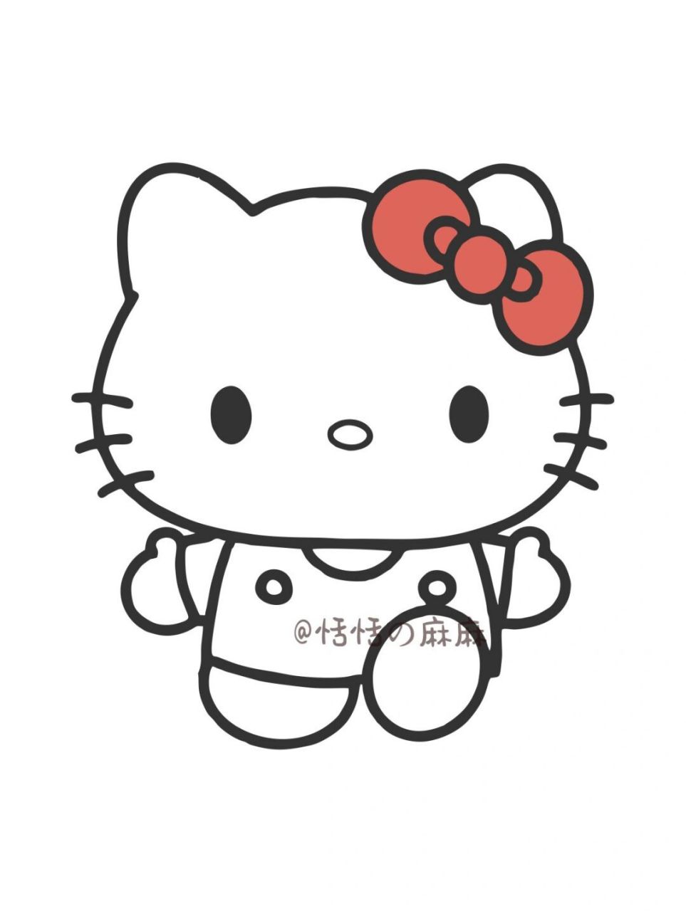 kitty猫简笔画彩色画法图片