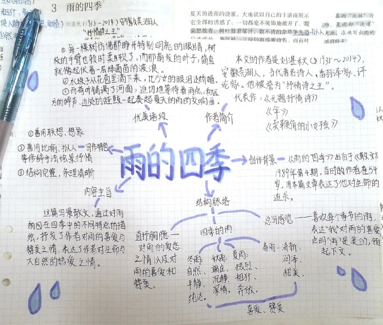 《雨的四季》思维导图 最近很多姐妹们都叫我画这个,时隔n天,姐妹们快