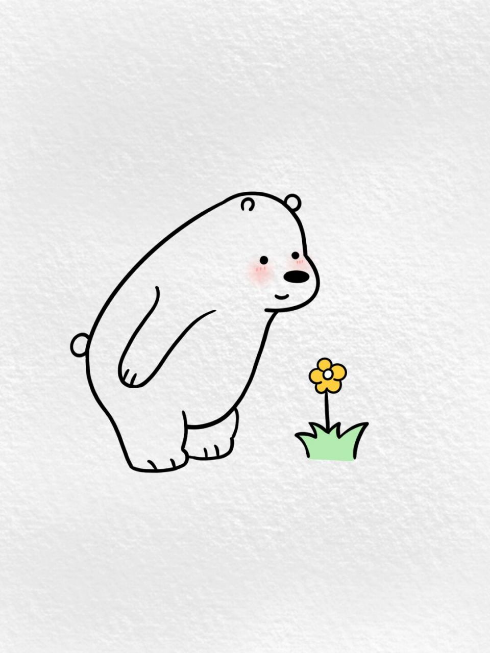 小熊简笔画 | 路边的小黄花真好看 | 附过程 路边的野花不要采 #pro