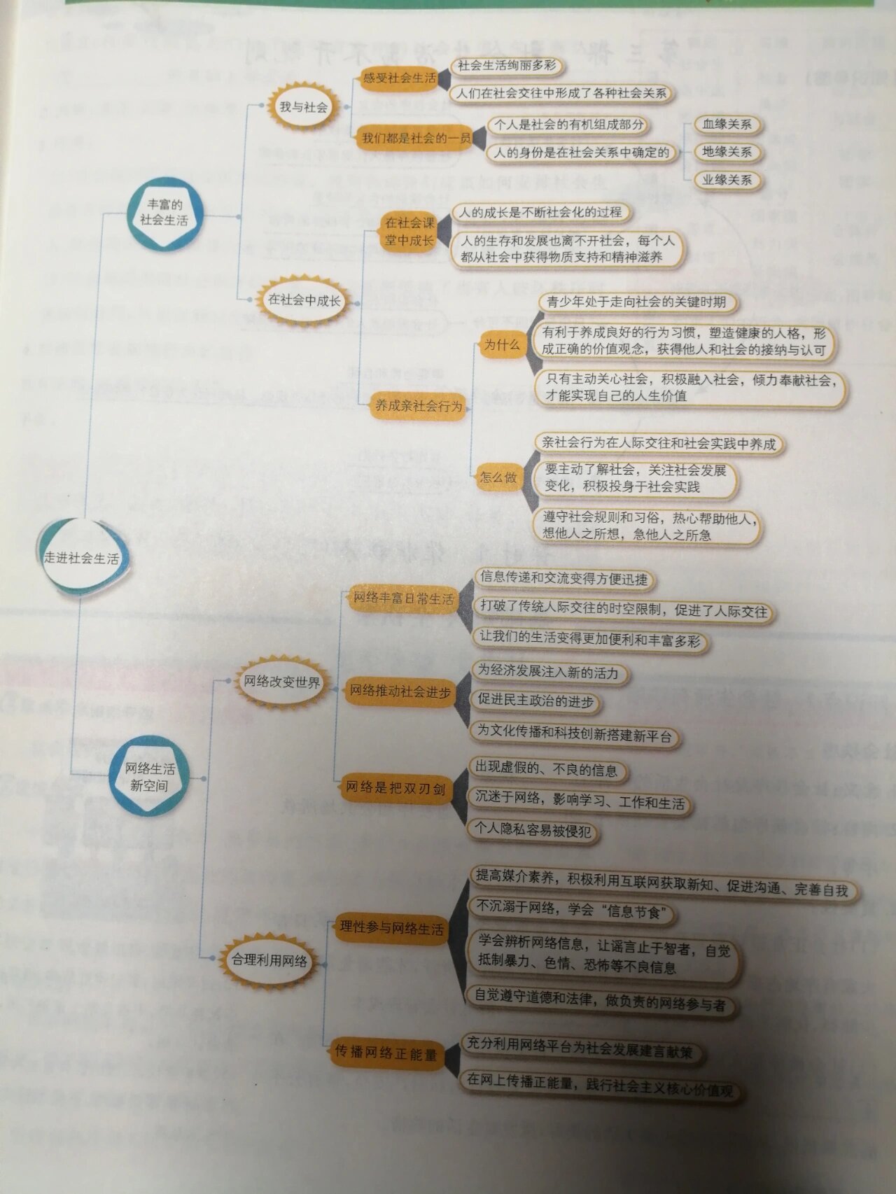 八上道德与法治1～4单元思维导图