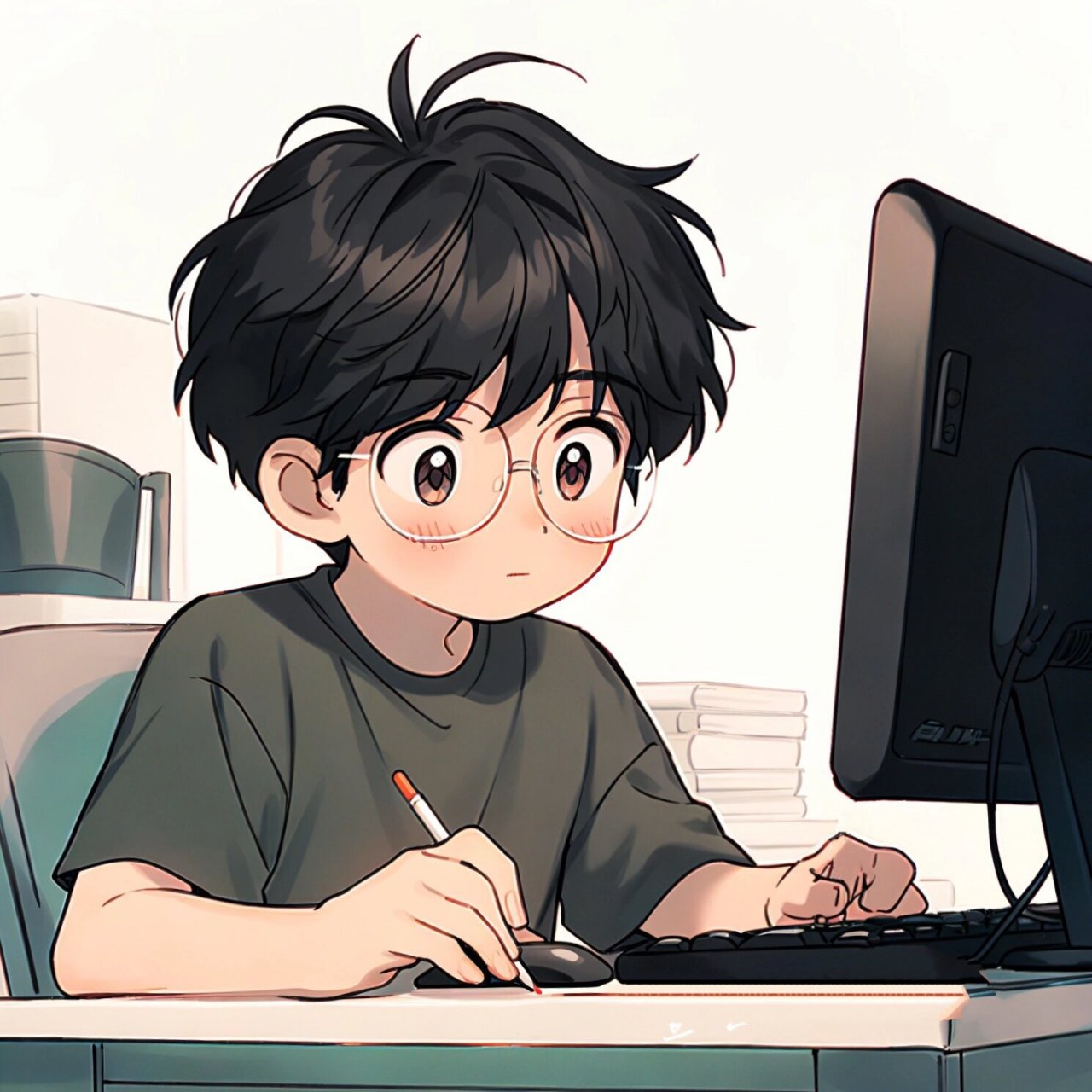 打工人头像 戴眼镜的小哥哥我也很爱呀 天下没有免费的午餐,但是有