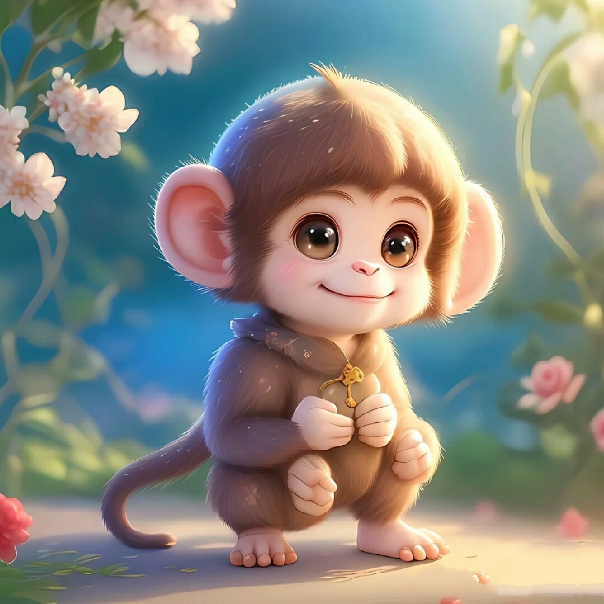 小动物头像系列猴子,之《苹果小猴》