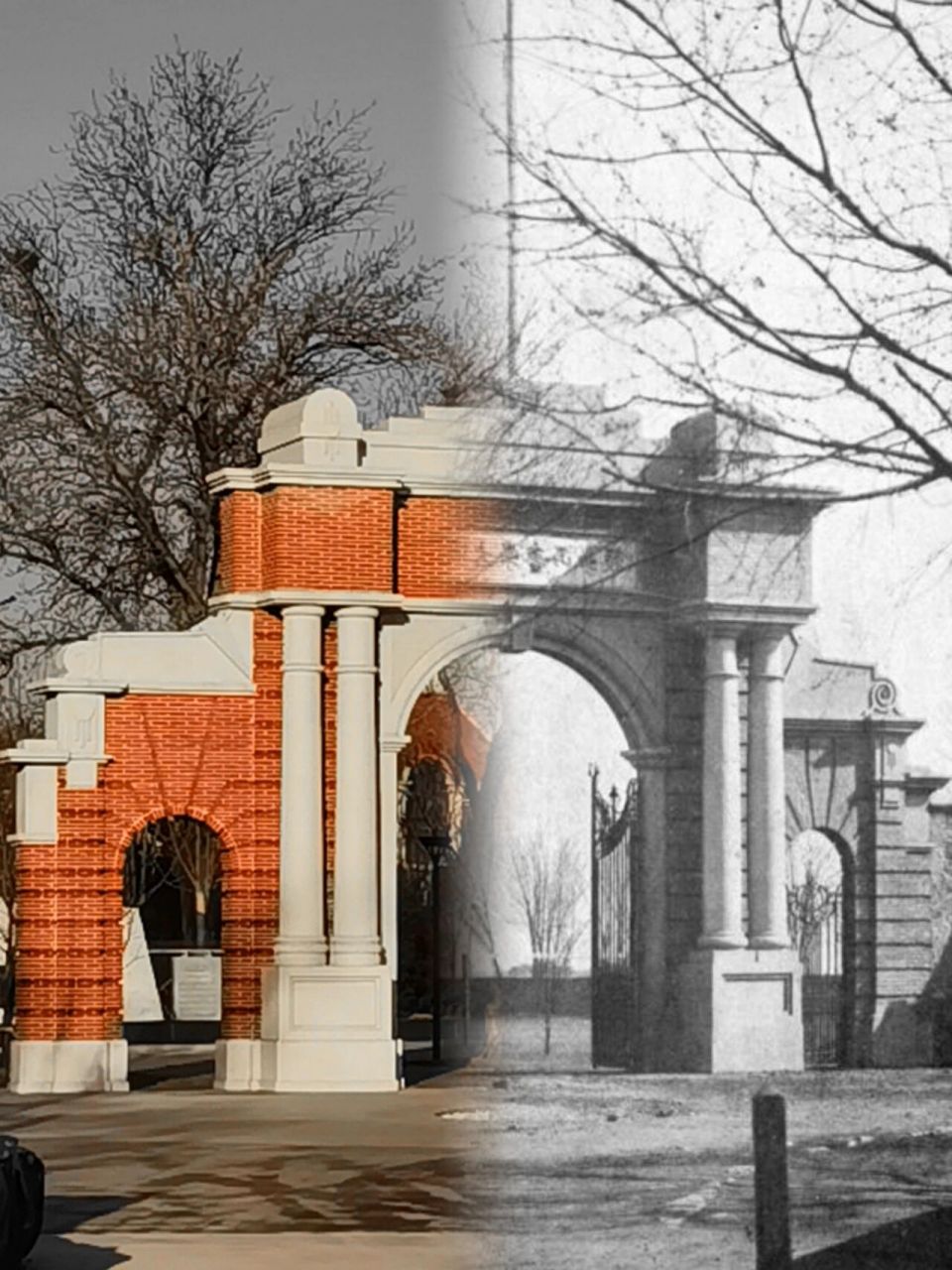 唐山交通大学校门新旧对比 93雕栏玉砌應犹在,只是朱顏改 	 【校门