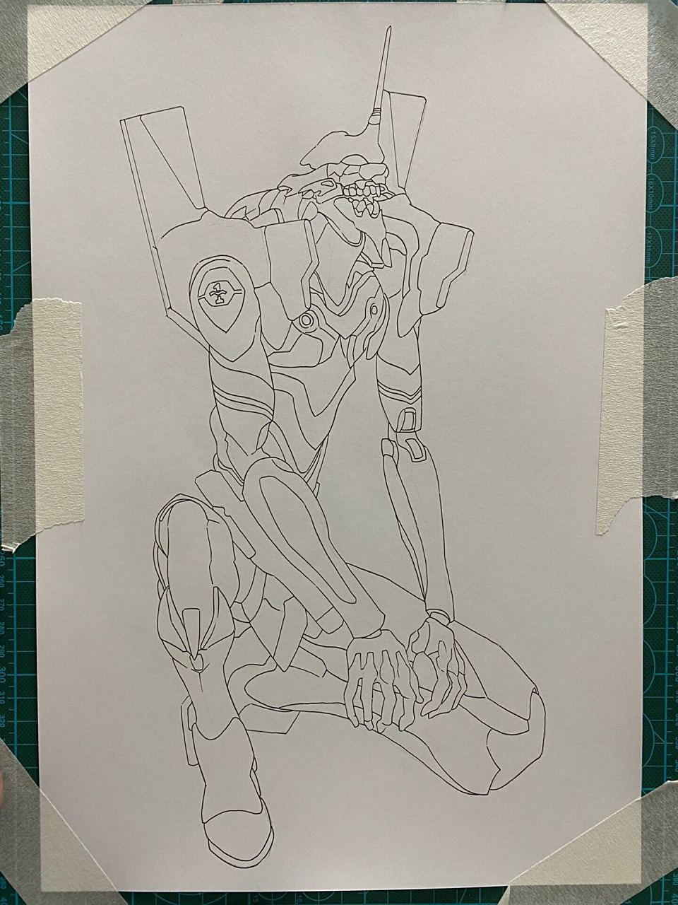马克笔手绘 初号机 新作开更 附线稿 永不过时的机甲 欠大家很久的初