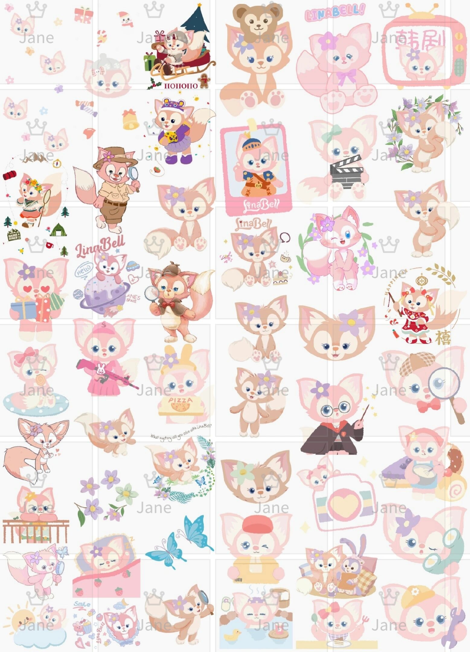 迪士尼玲娜贝儿手帐免抠贴纸素材