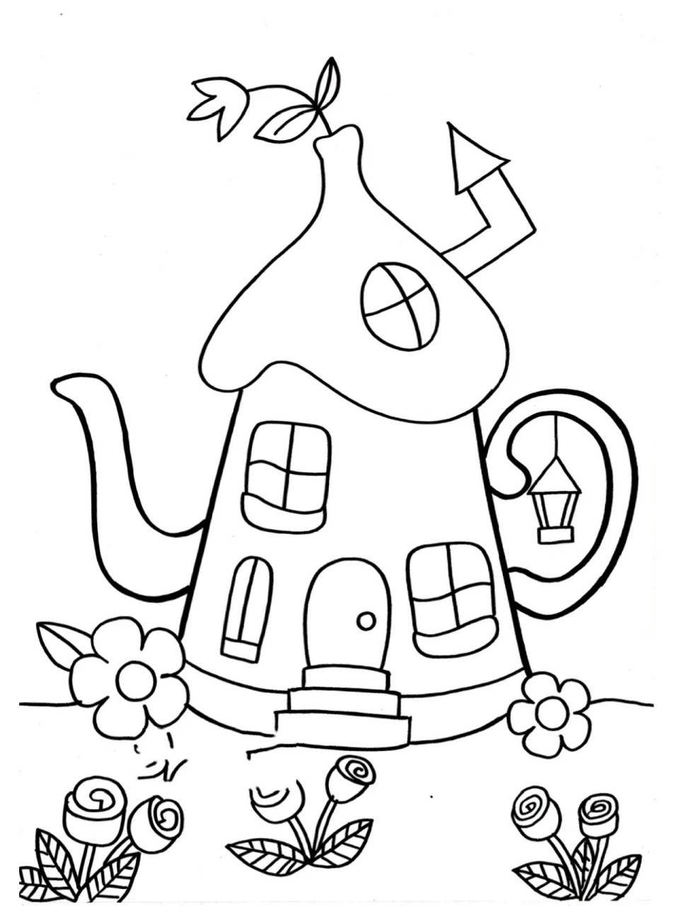 马克笔儿童画  创意茶壶小屋