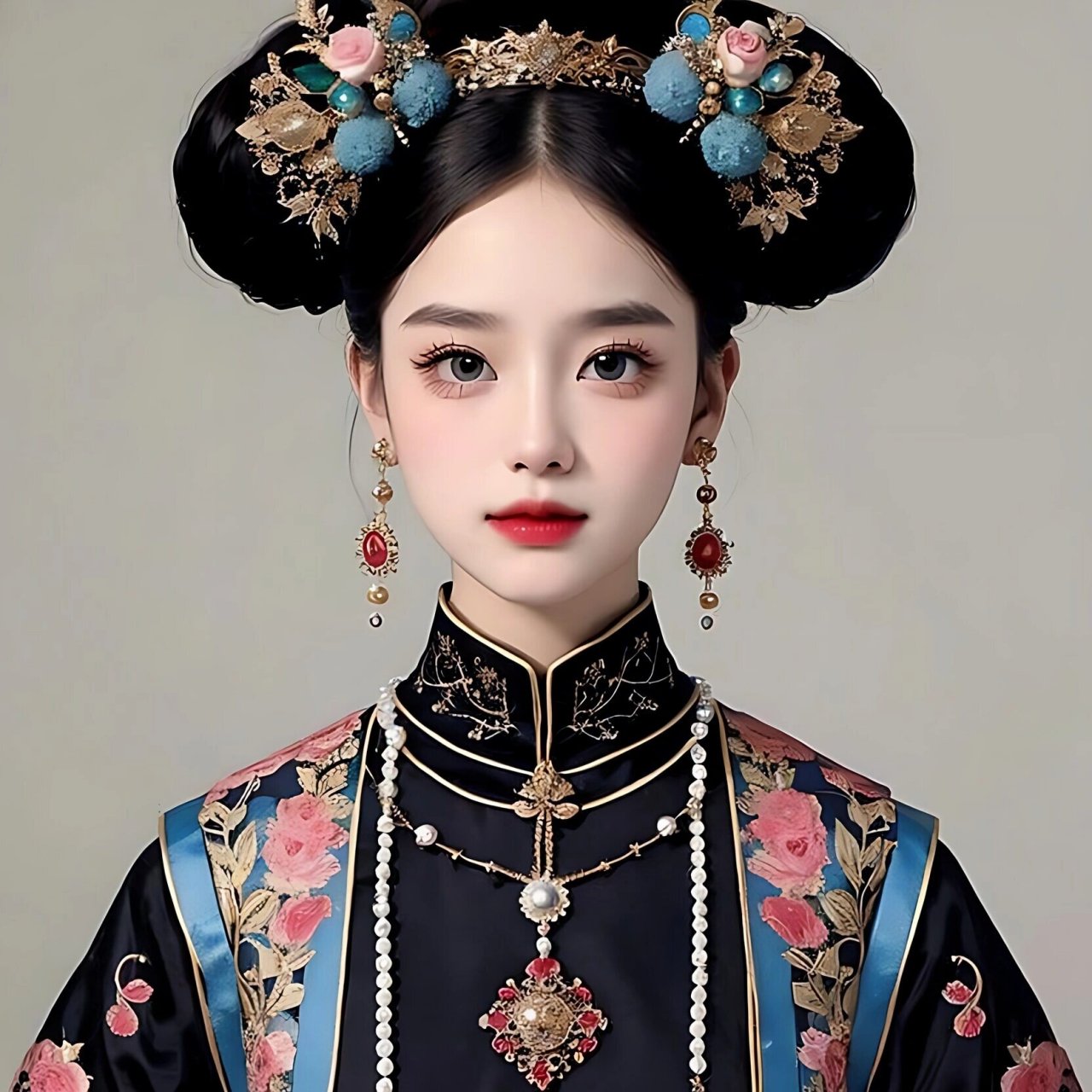 清代宫廷古装 嫔妃们什么时候会穿黑色的旗装呀?