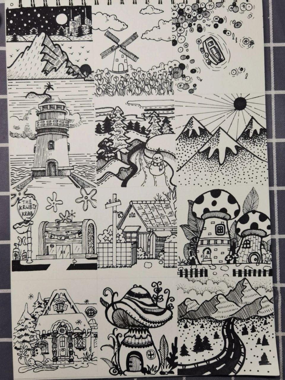 景物/风景简笔画(一)Ⅰ黑白简笔画Ⅰ临摹 景物简笔画(一) 这周简笔画
