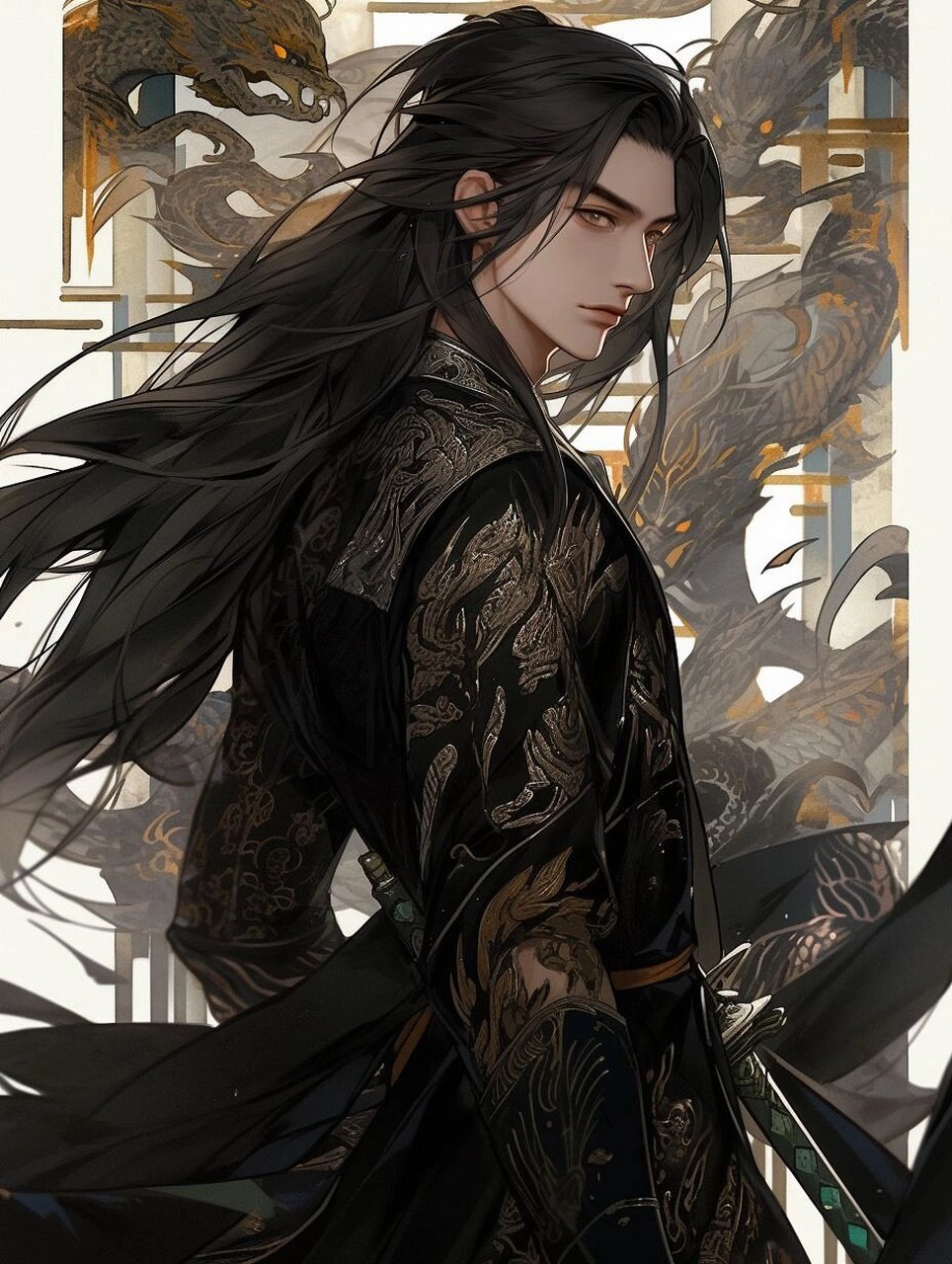 古风美男|黑发持剑