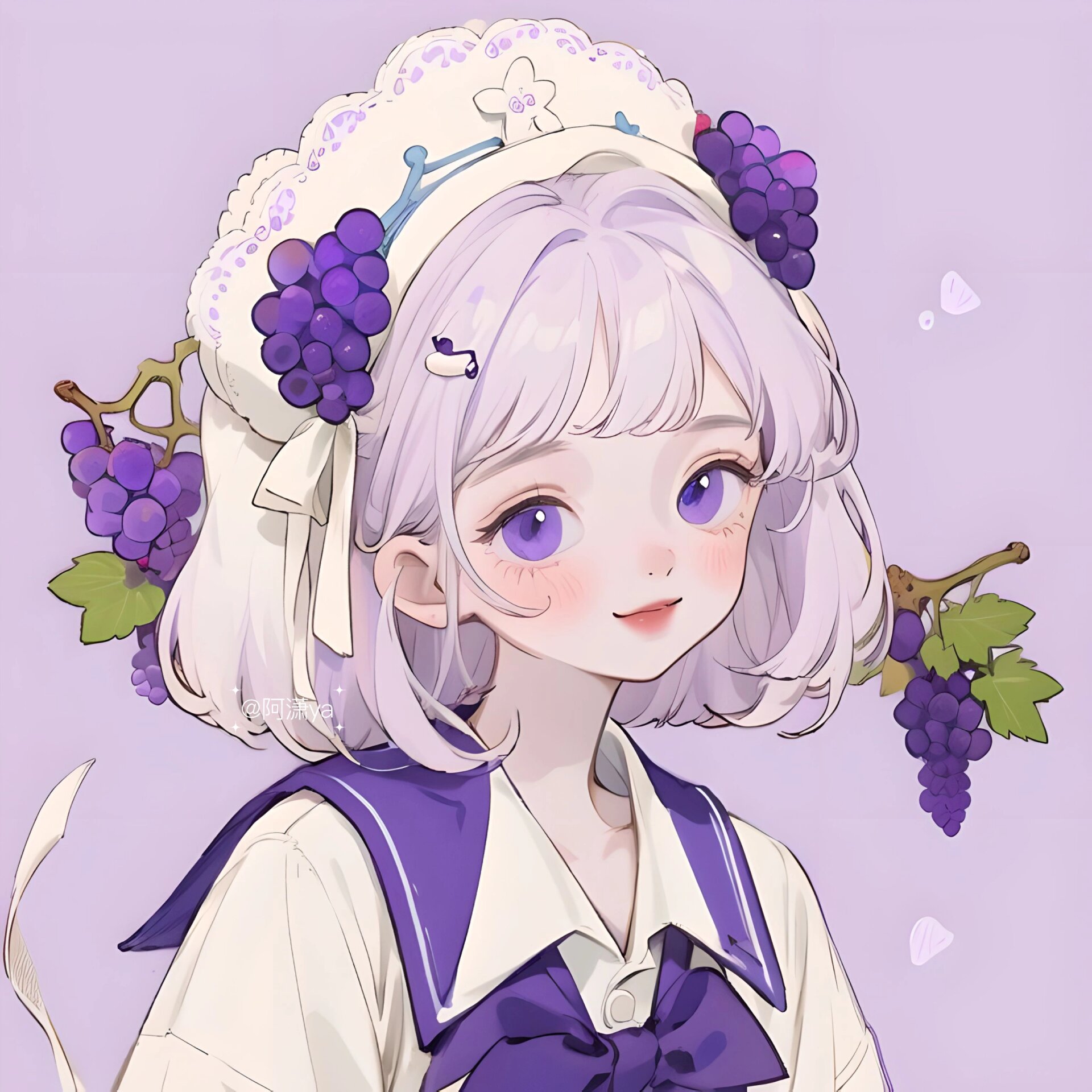 可爱女孩|少女头像|水果系列|葡萄紫99