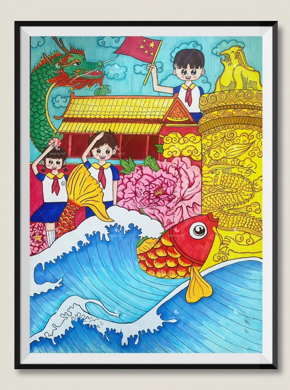 【喜迎二十大】【阳光下成长】主题画多张 我们生在国旗下,长在春风里