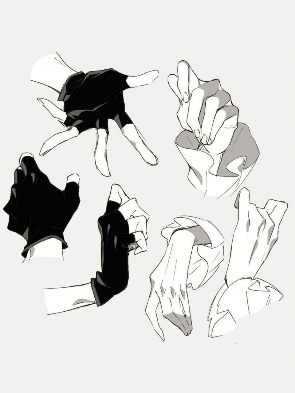 带手套的小手手势绘画参考