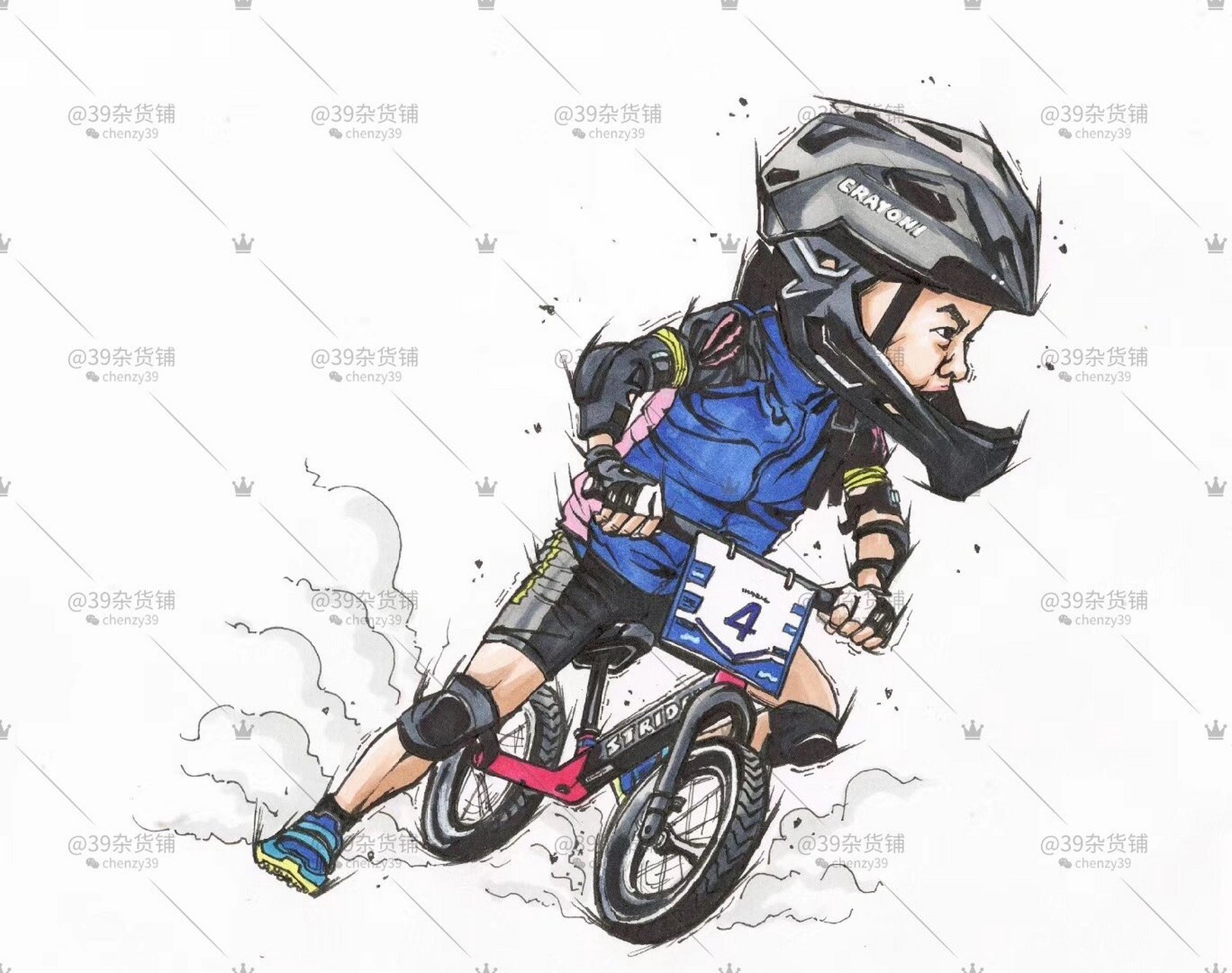 马克笔手绘系列 | 平衡车少年 疫情期间为平衡车俱乐部的小选手们定制