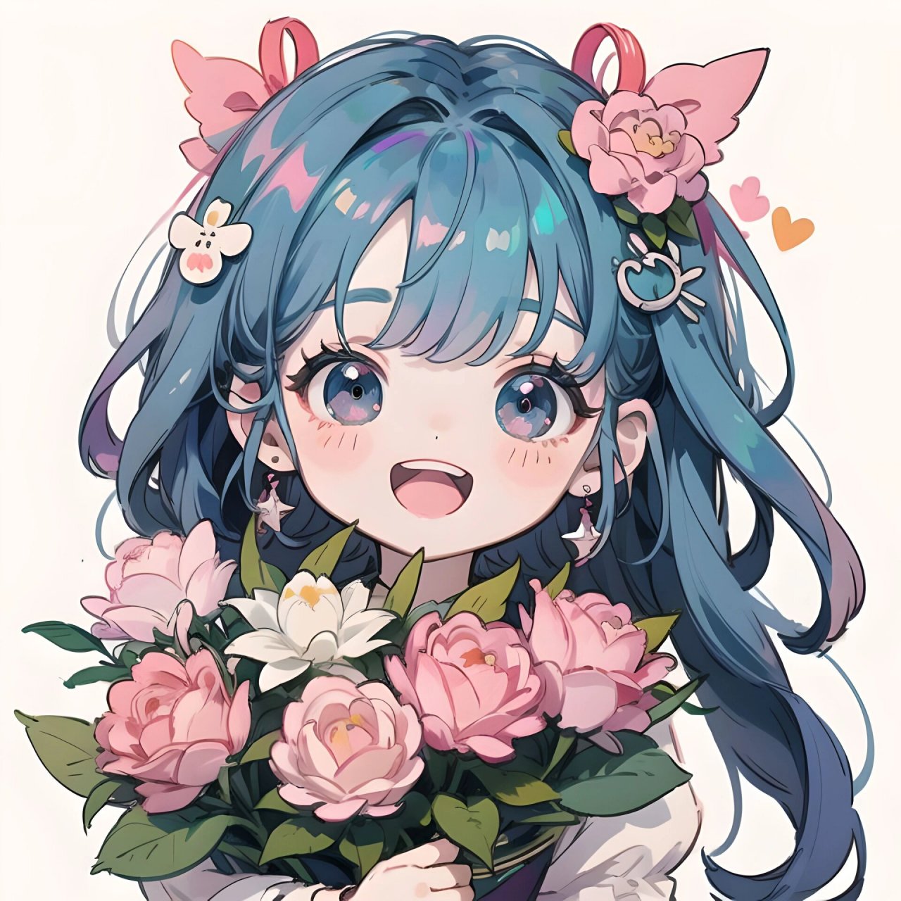 可爱女生头像分享抱花系列