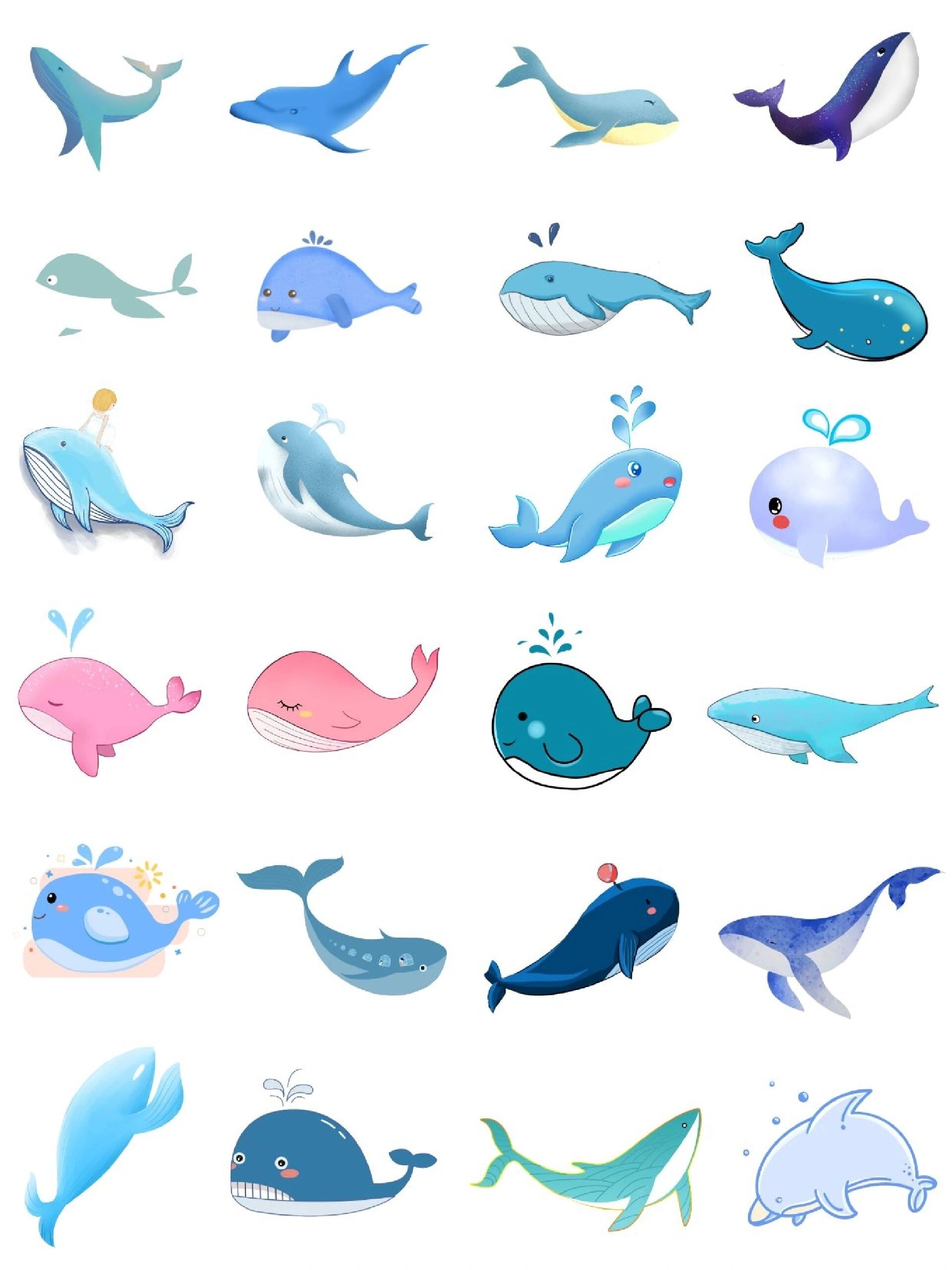 🐳海洋生物|可爱的鲸鱼免抠素材分享